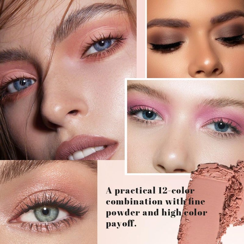 سويكي لوحة ظلال العيون SUAKE Nude Pink، مطفية ولامعة، غنية بالأصباغ، 12 لونًا بنيًا بنفسجيًا، برايمر لظلال العيون، لوحة ظلال عيون كورية - Image 3